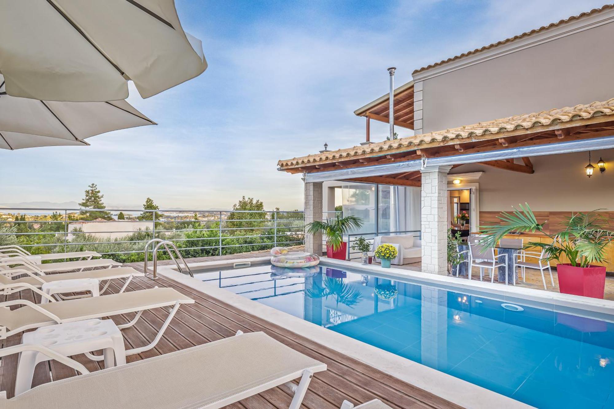 Villa Olivia Corfu - Amazing Sea-View 3 Bedroom Villa With A Pool Gazátika Eksteriør billede